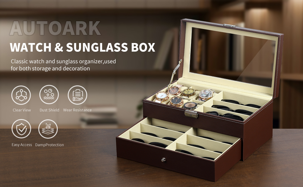watch box  jewelry box lockable storage box sunglass storage jewelry organizer watch storage