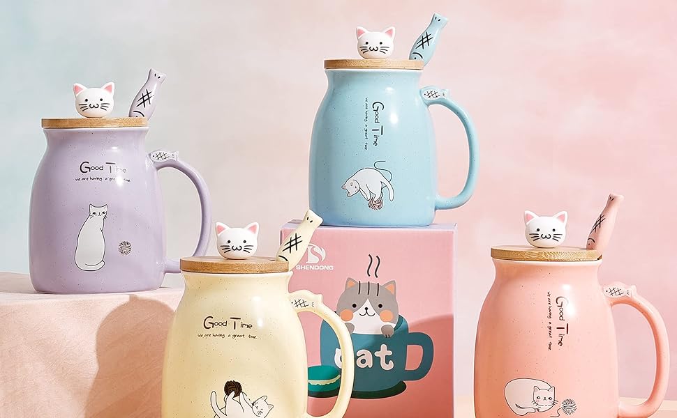 cat mug cat gifts for cat lovers cat cup cute cat mug tea cup blue mug cat themed gifts kawaii mugs
