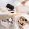 JSTHHTT Makeup Bag, Large Capacity Travel Cosmetic Bag, Portable Makeup Organiser Toiletry Bag, Travel Essentials Wash Bag with Handle and Compartments for Women Girls, White, NO - Image 5
