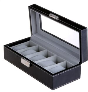 Songmics Glass Lid 5 Slots Watch Di...