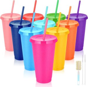 Reusable Plastic Cups with Straws &...