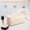 JSTHHTT Makeup Bag, Large Capacity Travel Cosmetic Bag, Portable Makeup Organiser Toiletry Bag, Travel Essentials Wash Bag with Handle and Compartments for Women Girls, White, NO - Image 4