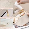 JSTHHTT Makeup Bag, Large Capacity Travel Cosmetic Bag, Portable Makeup Organiser Toiletry Bag, Travel Essentials Wash Bag with Handle and Compartments for Women Girls, White, NO - Image 6