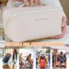 JSTHHTT Makeup Bag, Large Capacity Travel Cosmetic Bag, Portable Makeup Organiser Toiletry Bag, Travel Essentials Wash Bag with Handle and Compartments for Women Girls, White, NO - Image 7
