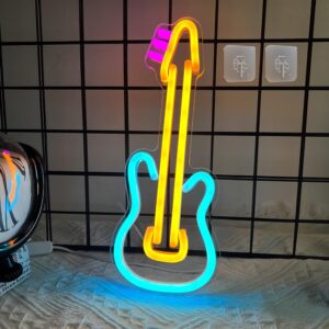 Attivolife Neon Guitar Shaped Sign,...