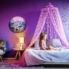 Purple Canopy for Girls Bed with Pre-Glued Glow in The Dark Stars - Princess Mosquito Net Room Decor - Kids & Baby Bedroom Tent with Galaxy Lights - 1 Opening Canopy Bed & Hanging Kit Included - Image 2