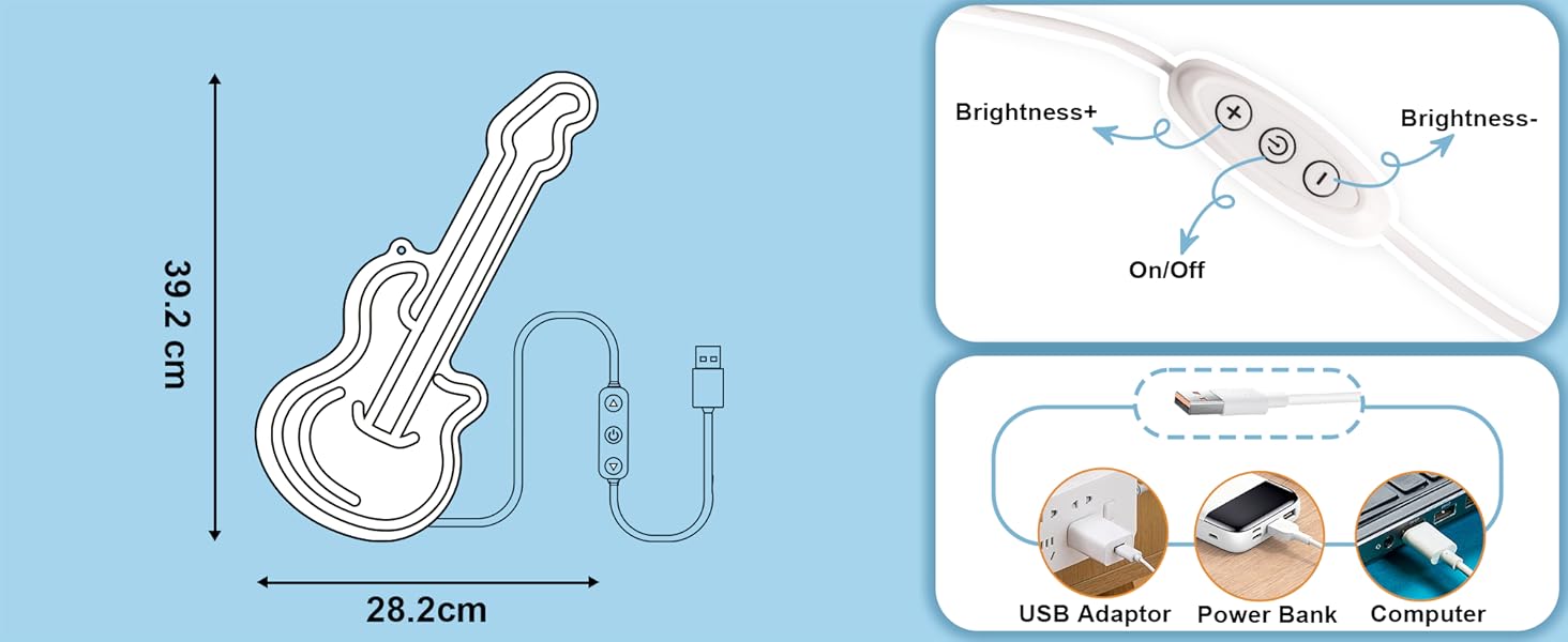 Guitar Lamp Size