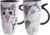 lachineuse – Set of 2 Lucky Cat Mugs 600 ml – Large XXL White Porcelain Mug – Japanese Tea & Coffee Cup – with Insulated Lid – Kawaii Lucky Cat Mug – Japan Asia Cup – Giant Mug