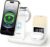 Inductive Charging Station for iPhone 16/15/14/13/12/11 Series, 6-in-1 Wireless Charger with Bedside Lamp and Alarm Clock, Wireless Charger Compatible with Apple Watch Series, AirPods 4/3/2/Pro (White