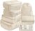 Packing Cubes 7 Pcs Travel Luggage Packing Organizers Set with Toiletry Bag (Beige)