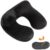 Inflatable Travel Pillow – 100% Soft Velvet Neck Support for Travel, Planes, Trains, Cars and Offices with Compact Carry Bag, Breathable and Washable Cover, Black