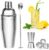 CEWROM Cocktail Shaker Set, 750 ml Cocktail Shaker Set, 3 Pieces Stainless Steel Cocktail Mix Set, with Measuring Cup and Bar Spoon, Bar Accessory Set, Mixed Drinks Shaker for Home, Bar, Party, Dad,