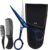 ONTAKI 5″ Beard Moustache Scissors Professional German Steel 2 Comb Carrying Pouch Mustache Trimming – Hand Forged Bevel Edge Precision Men Facial Hair Grooming Kit All Body Hair (Midnight Blue)