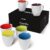 MIAMIO – 6 x 350 ml Stoneware Coffee Mug/Cup Set – Le Papillon Collection (White-Colourful)