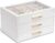 Vlando Jewelry Box for Women, Glass Lid Jewelry Organizer with 3 Drawers for Necklaces Rings Earrings Bracelets