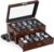 BEWISHOME Watch Box, 20 Slots Watch Case for Men – Luxury Watch Organizer with Glass Top,Smooth Faux Leather Interior, Brown SSH04Y