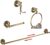 BATHSIR Antique Brass Towel Bar Set, Adjustable Bathroom Accessories Include Expandable Towel Holder Toilet Paper Holder Towel Ring Robe Hook Retro Carved Style Hardware 4 Piece Wall Mount
