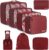 BAGAIL 8 Set Packing Cubes, Lightweight Travel Luggage Organizers with Shoe Bag, Toiletry Bag & Laundry Bag (Wine Red)