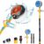 Practisol Car Wash Brush with Hose Attachment, 360 Spin Car Wash Brush with Soap Dispenser, Soft Bristle Car Cleaning Brush Mop Scrub Brush, Flow Through Car Washing Brush Kit Long Handle (Yellow)