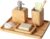 Asashizen 4-Piece Retro Handmade Bamboo Bathroom Accessory Set, Bathroom Set, Soap Dish Holder for Shower, Lotion Soap Dispenser, Mouthwash Cup, Rinse Cup, Organiser Tray