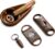 CIGARLOONG Cigar Ashtray and Cutter Set.Ceramic Ashtray with V Cutter,Guillotine Cutter and Cigar Stitch.A Cigar Accessories Set,Gift for Men (Brown)