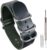 uEmoh Einteiliges Uhrenarmband aus echtem Leder im Nato-Stil, für Herren und Damen, 14 mm, 16 mm, 18 mm, 20 mm, 22 mm, 24 mm, genarbtes Rindsleder