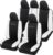 Auto Accessori Lupex – Set of 9 Universal Racing Car Seat Covers, Black and White – Protective Covers for Front and Rear Seats, Compatible with Sedans and Utility Cars