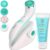 Lumineo facial cleansing brush with 4 medical silicone brush heads, with cleansing gel for pores, peeling and removing blackheads, electric USB facial brush for all skin PRO Turquoise (All Skin Types)