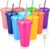 Reusable Plastic Cups with Straws & Lids: 10pcs 24oz Cold Iced Coffee Drinking Cup Colorful Straw Tumblers Bulk Cute Durable Travel Party Glitter Cups for Kids Adults Party