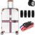Luggage Straps Adjustable Pack of 2 Luggage Straps Travel Luggage Straps with Locking Slot Red White Blue