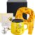 EBOOT 4 Pieces Bee Themed Gift Set for Women Including Ceramic Bee Mug Tea Cup with Cover and Spoon Silk Bees Scarf Wraps Shawl Women Keychain Bee Keyring with Box and Gift Card Present for Bee Lover