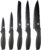 MasterChef Knife Set of 5 Kitchen Knives incl. Paring, Utility, Bread, Carving & Chef Knives for Cooking, Professional Sharp Stainless Steel, Non Stick Blades & Soft Touch Handles, 5 Piece, Black