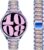 DEALELE Strap Compatible with Samsung Galaxy Watch 6 40mm / 44mm / Galaxy 6 Classic 43mm / 47mm, 20mm Bling Rhinestone Metal Bands with Diamond PC Protective Case Replacement for Women Men