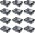 12 Pack Empty Rectangular Metal Storage Organizer Tins with Clear Window Hinged Lids for Candies, Gifts & Treasures (Black)