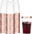 LATERN 50Pcs Rose Gold Rimmed Plastic Cups, 360ml Plastic Tumblers Reusable Drink Cups Elegant Party Wine Glasses for Champagne Beer Cocktail Martini Soda Dessert (10.5 x 7.5cm)