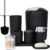 FEILANDUO Bathroom Accessories Sets Complete, 8 Pcs Bathroom Accessory Set with Trash Can, Soap Dispenser, Soap Dish, Toothbrush Holder Cup,Toilet Brush Qtip Holders,Vanity Tray (Black)