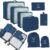 8-Piece Suitcase Organiser Set Multifunctional Packing Cubes Waterproof Travel Clothes Bags Suitcase Organiser, Clothes Bags, Shoe Bags, Cosmetic Bag Organiser System for Holidays, Travel (Navy)