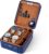 KAMIER Watch Case with Combination Lock – 4 Watch Storage and Jewelry Organizer – Watch Travel Case for Ring and Watch Storage, PU Leather Travel Watch Case, Ideal for Gift (With Gift Box),Blue