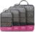 Prezon Compression Packing Cubes with Travel Shoes Bag and Laundry Bag, Luggage Organiser Set, Extensible Suitcase Organiser, Packing Organisers for Suitcases, Travel, Storage(Pink, 4 Set)