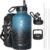 Coolflask Insulated Water Bottle 2L, Half Gallon Water Jug with Straw & 3 Lids, Large Insulated Water Bottle, Stainless Steel Vacuum Water Bottle for Gym, Sports and Travel, Starry Indigo Black