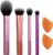 Real Techniques Makeup Brush Set with 2 Makeup Sponge Blenders, For Eyeshadow, Foundation, Blush, and Concealer, UltraPlush Synthetic Bristles, 6 Piece Makeup Brush Set